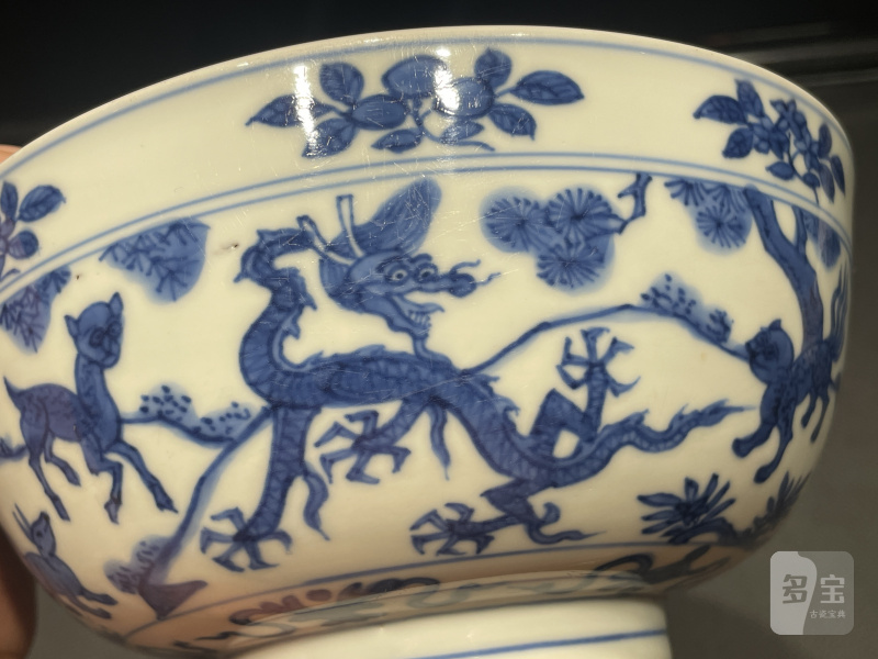 明万历 青花山海异兽图墩式碗 - 图10